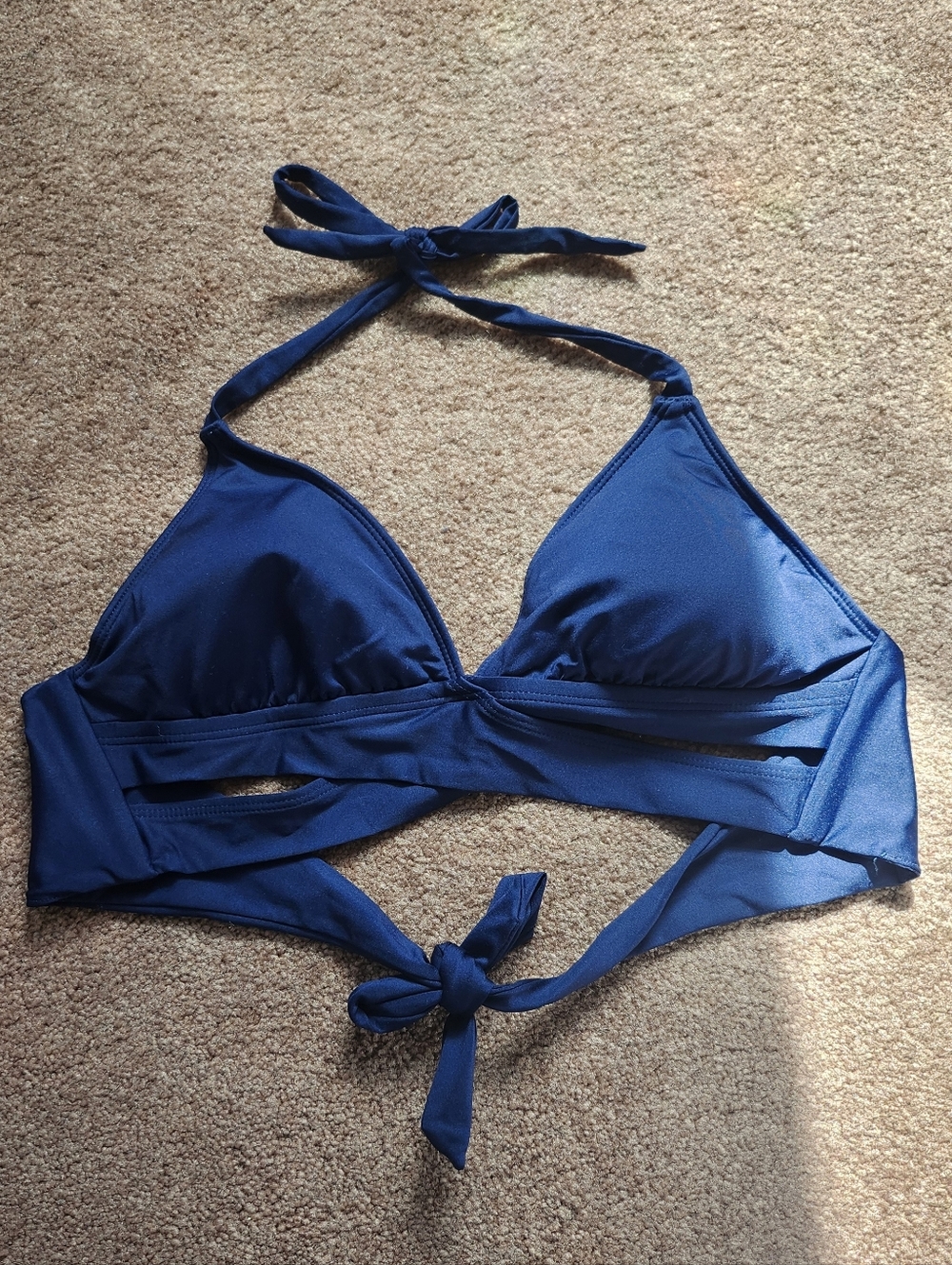Women's Small Navy Faux Wrap Halter Bikini Top- Kona Sol- Target- Like New
